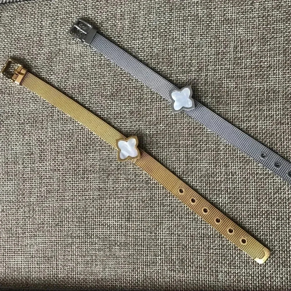 Stainless steel four leaf clover bracelet - Picture 1 of 3